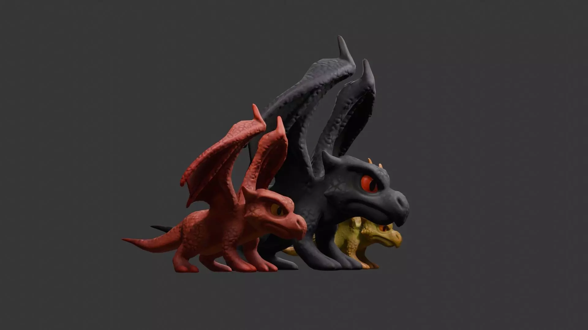 Stylized Dragon 3D Model Game Ready with 3 Texture Variations Low-poly 3D model_25