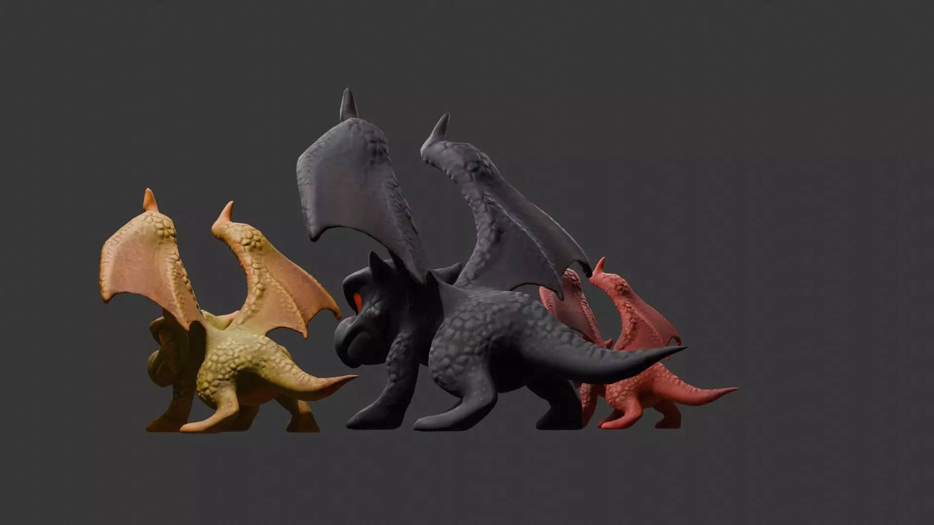 Stylized Dragon 3D Model Game Ready with 3 Texture Variations Low-poly 3D model_69