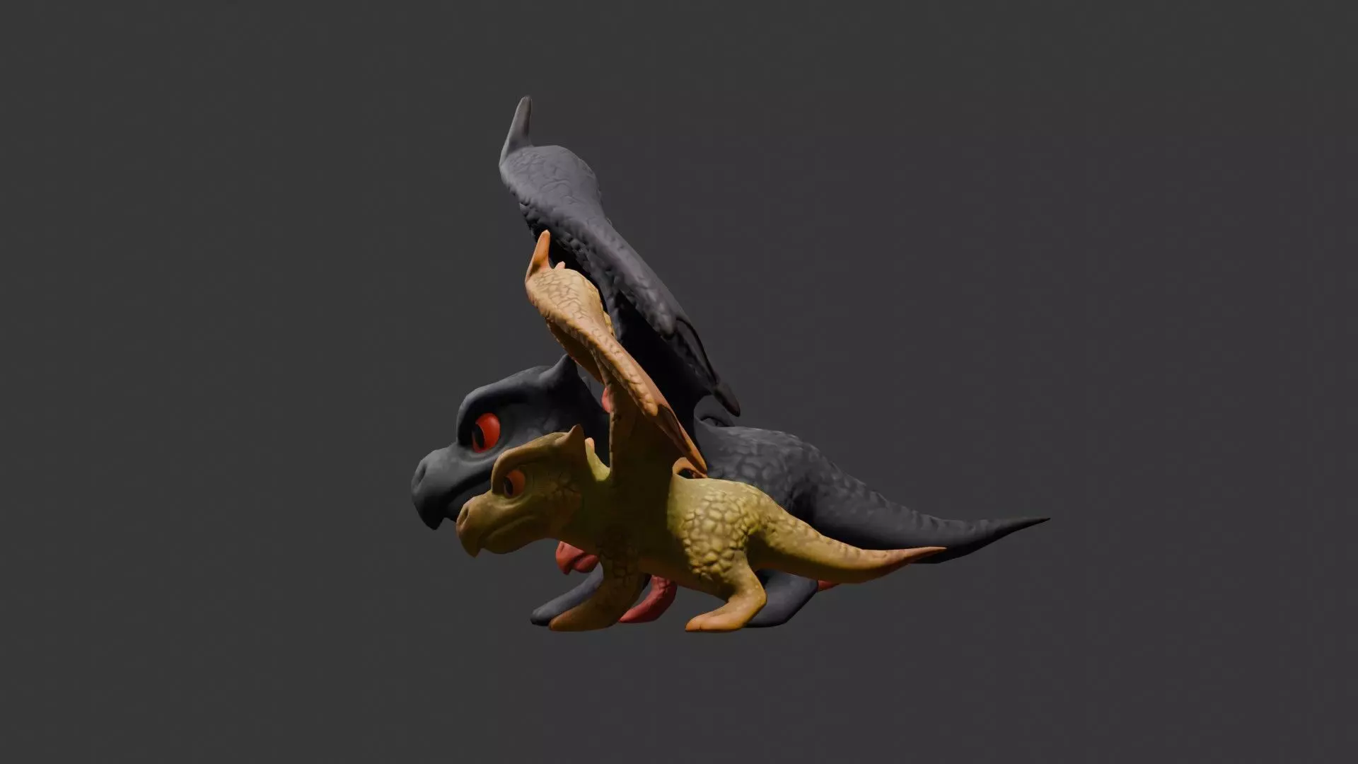 Stylized Dragon 3D Model Game Ready with 3 Texture Variations Low-poly 3D model_54