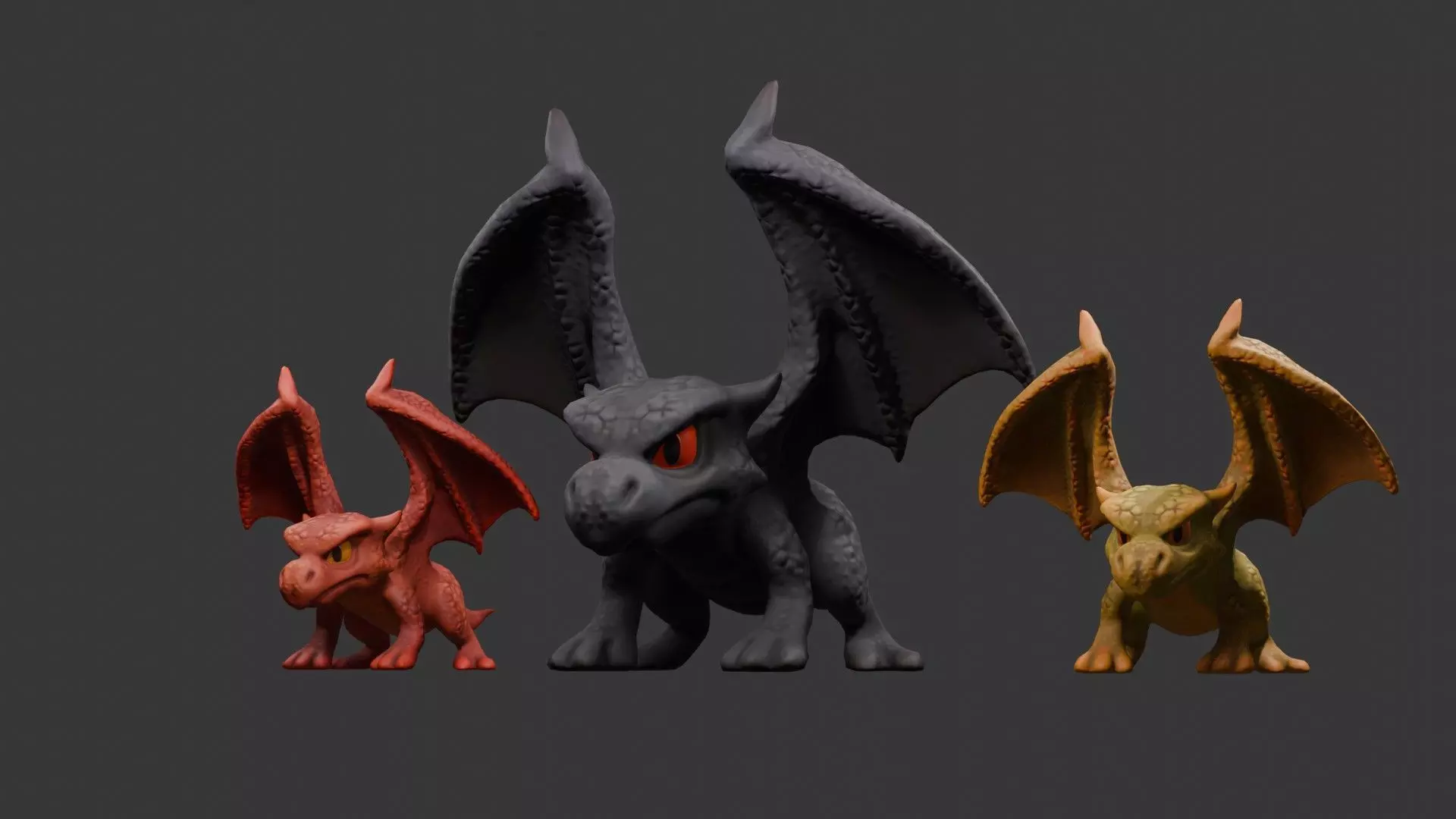 Stylized Dragon 3D Model Game Ready with 3 Texture Variations Low-poly 3D model_35