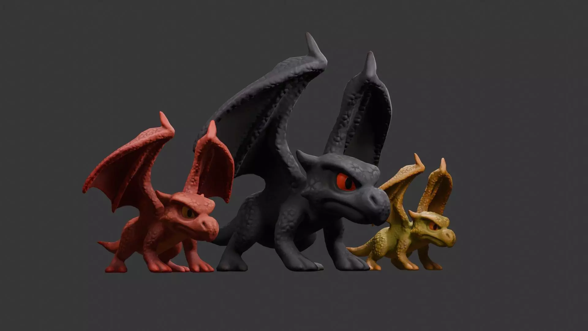 Stylized Dragon 3D Model Game Ready with 3 Texture Variations Low-poly 3D model_24