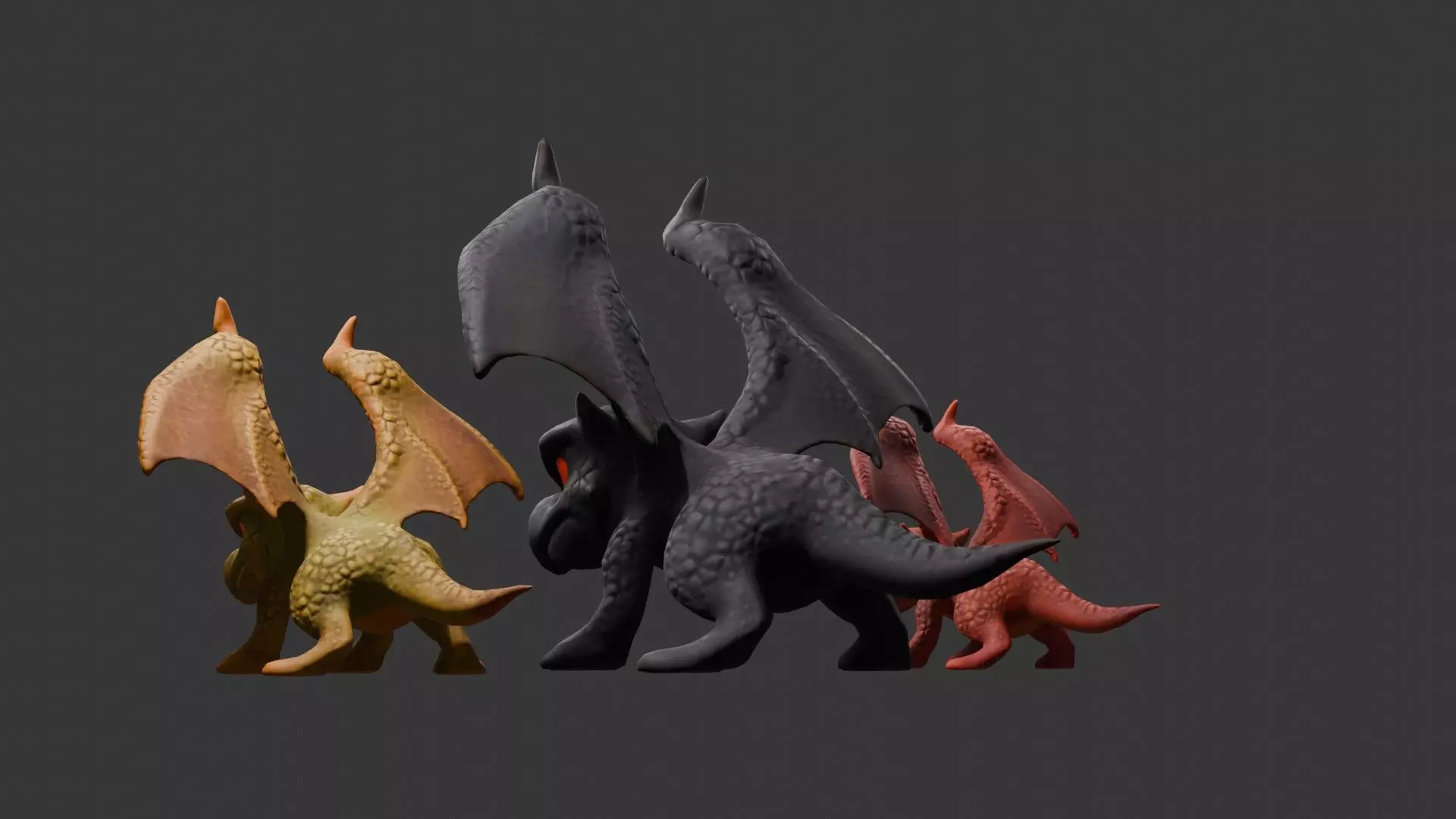 Stylized Dragon 3D Model Game Ready with 3 Texture Variations Low-poly 3D model_75