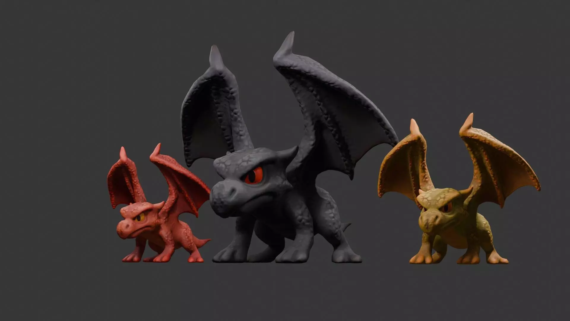 Stylized Dragon 3D Model Game Ready with 3 Texture Variations Low-poly 3D model_34