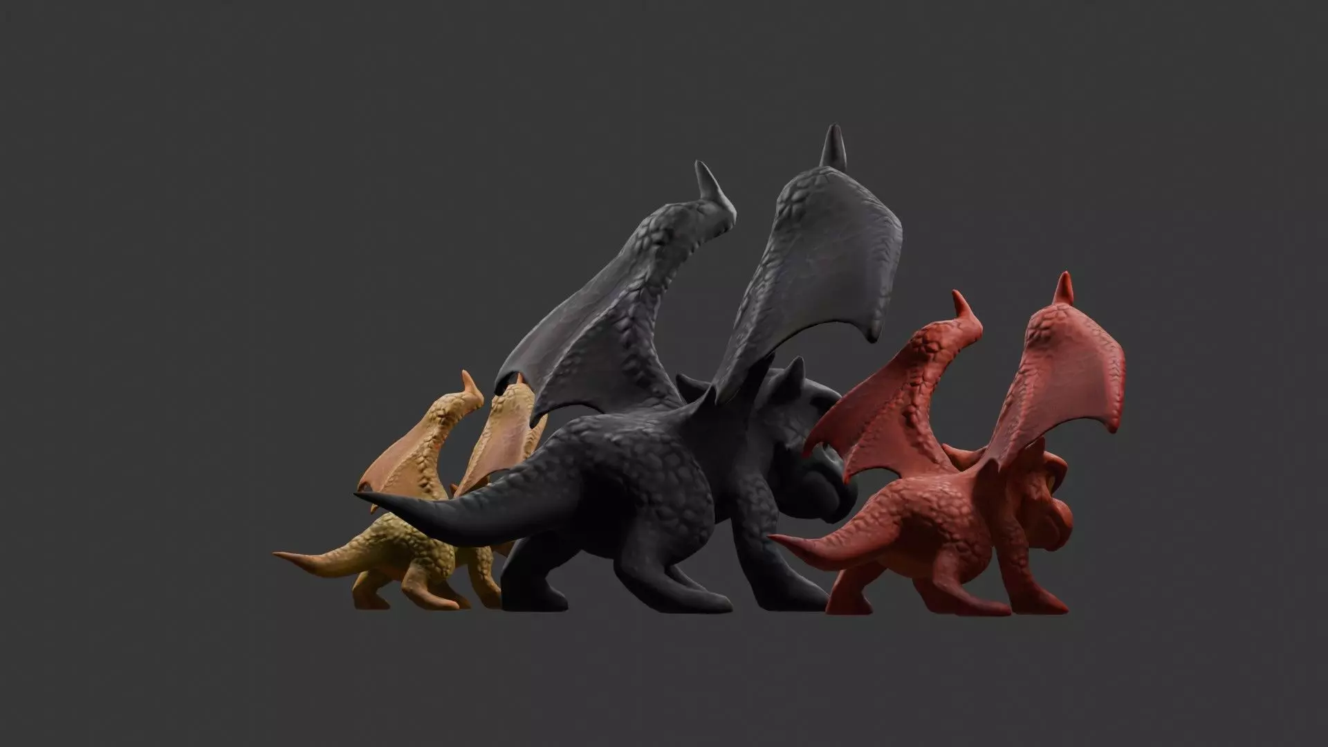 Stylized Dragon 3D Model Game Ready with 3 Texture Variations Low-poly 3D model_96