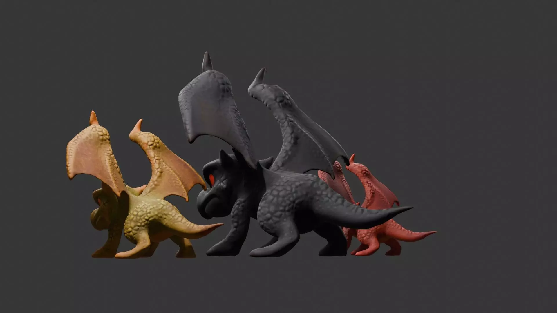Stylized Dragon 3D Model Game Ready with 3 Texture Variations Low-poly 3D model_61