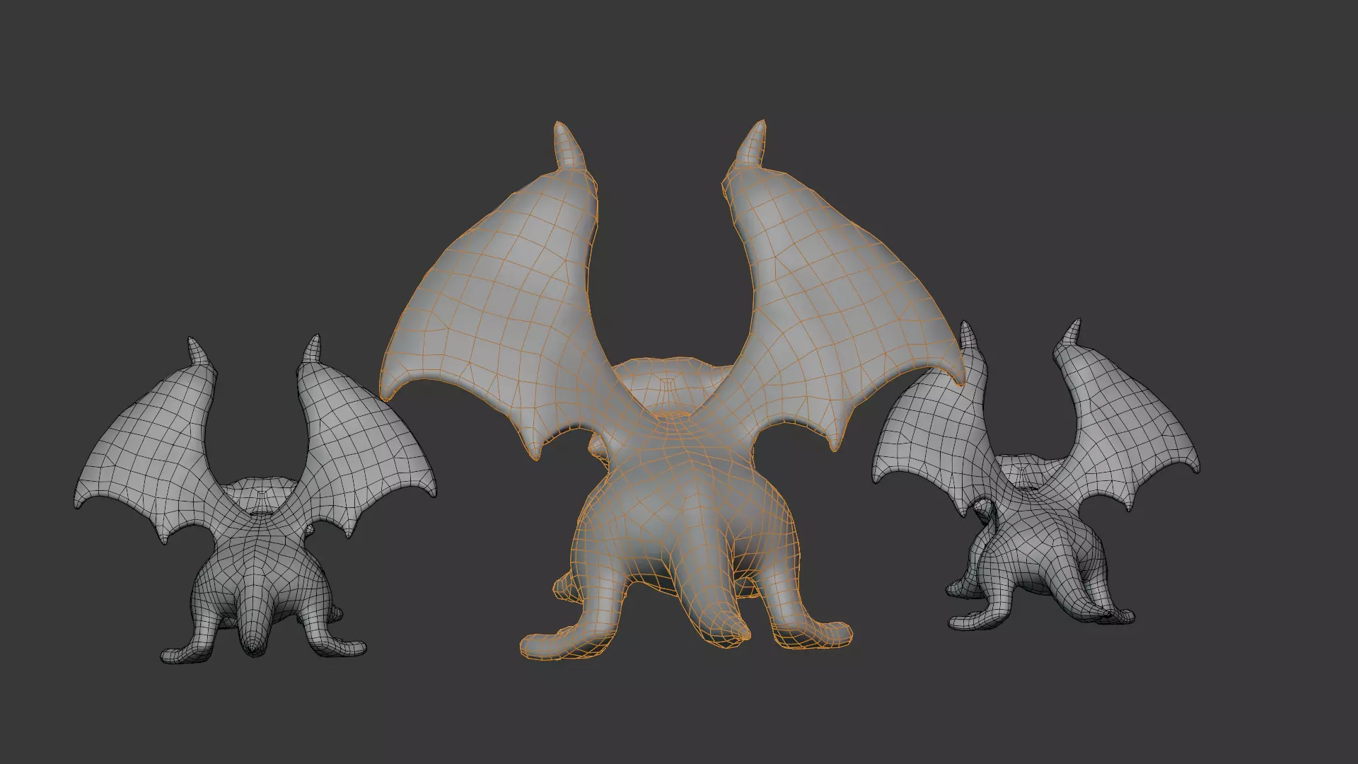 Stylized Dragon 3D Model Game Ready with 3 Texture Variations Low-poly 3D model_21