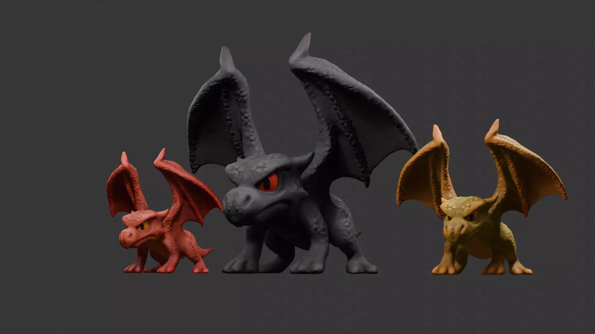 Stylized Dragon 3D Model Game Ready with 3 Texture Variations Low-poly 3D model_36