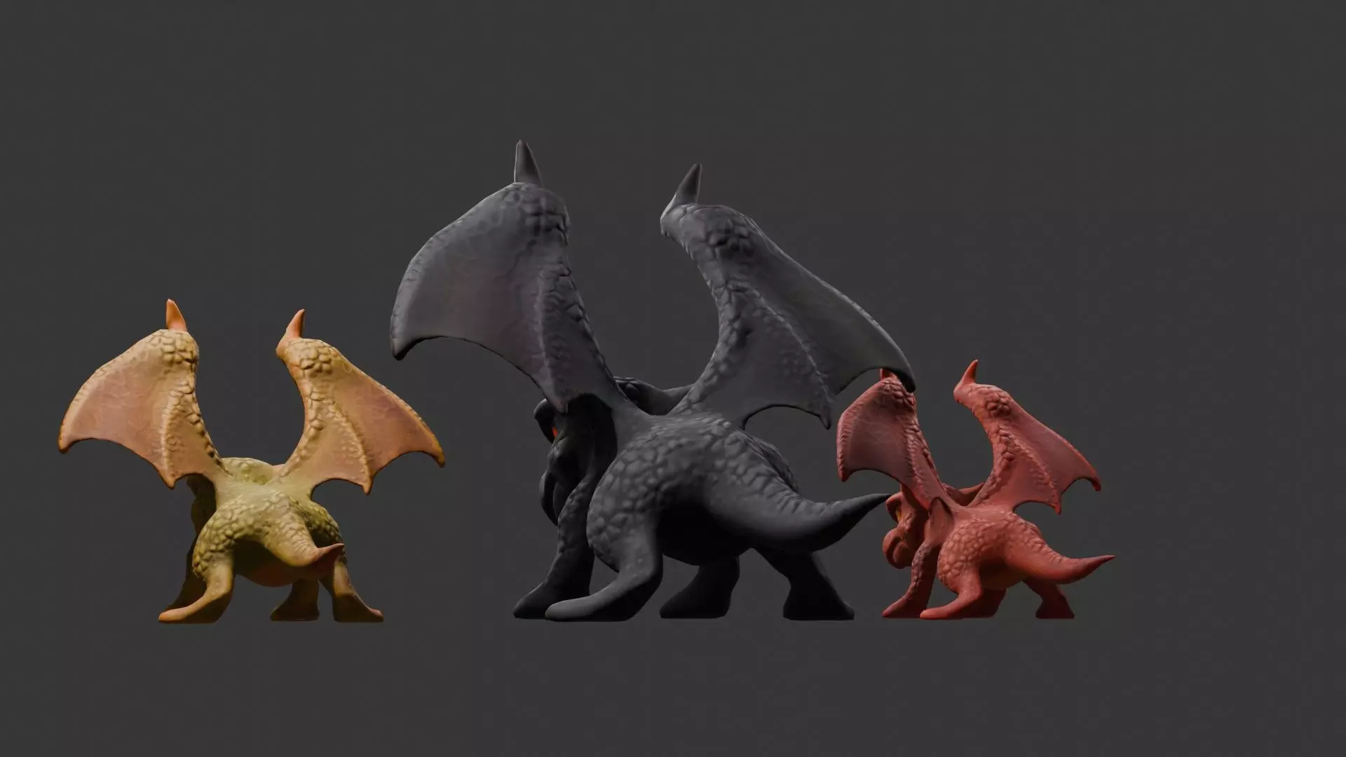Stylized Dragon 3D Model Game Ready with 3 Texture Variations Low-poly 3D model_81