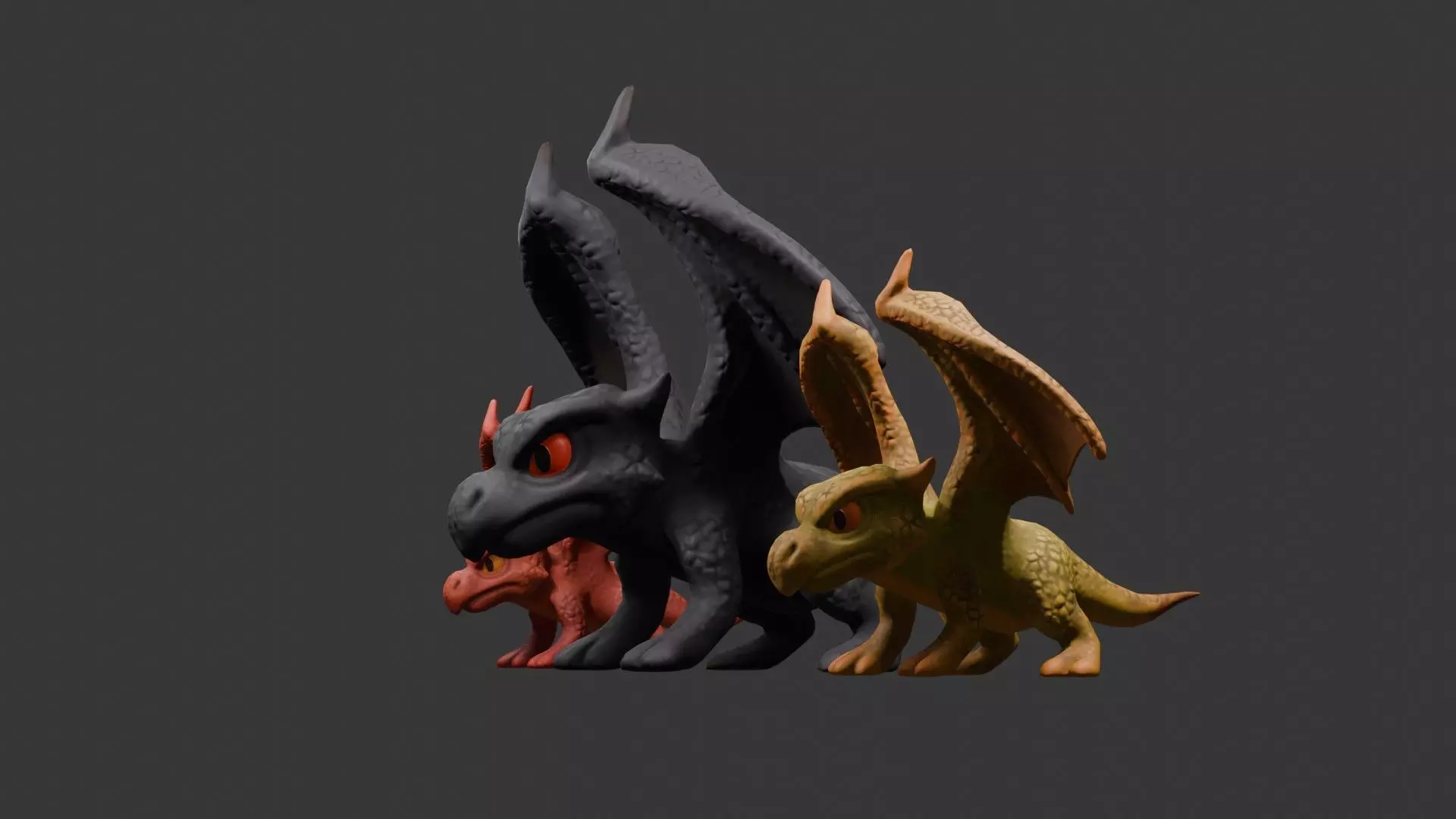 Stylized Dragon 3D Model Game Ready with 3 Texture Variations Low-poly 3D model_5
