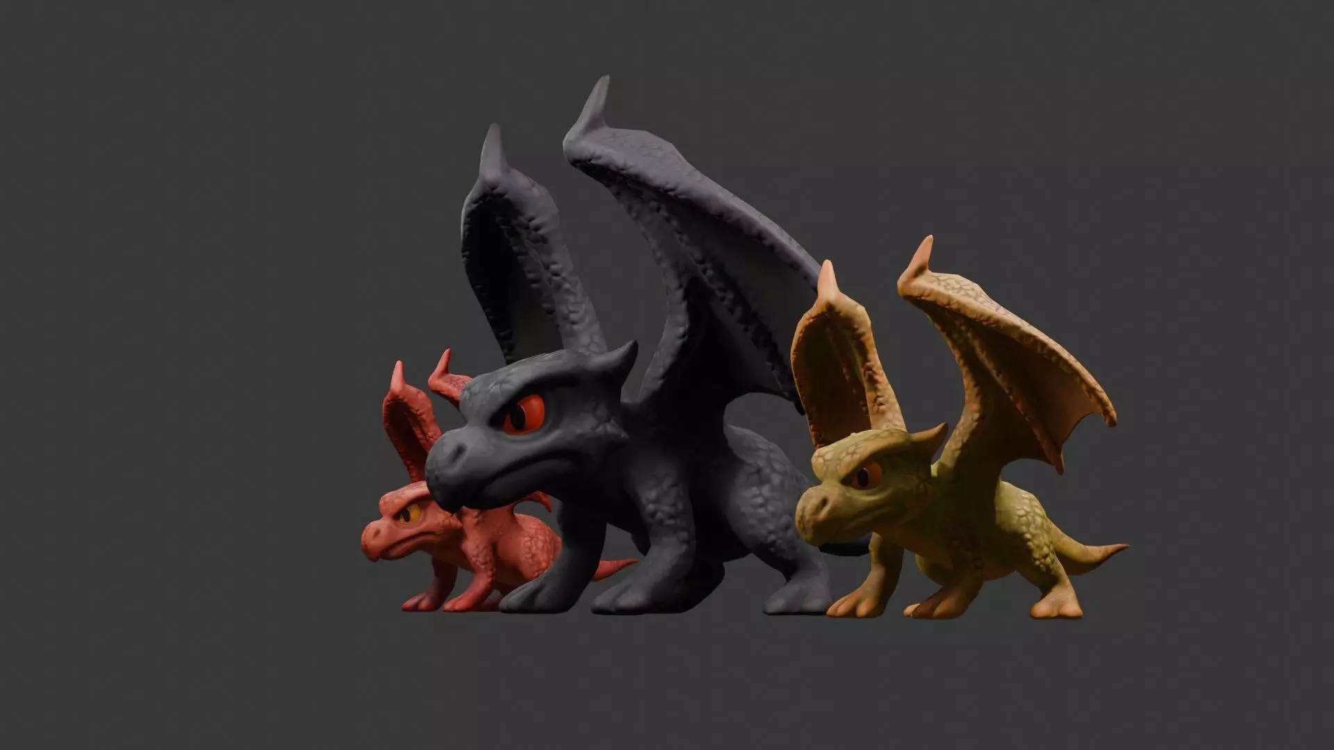 Stylized Dragon 3D Model Game Ready with 3 Texture Variations Low-poly 3D model_3