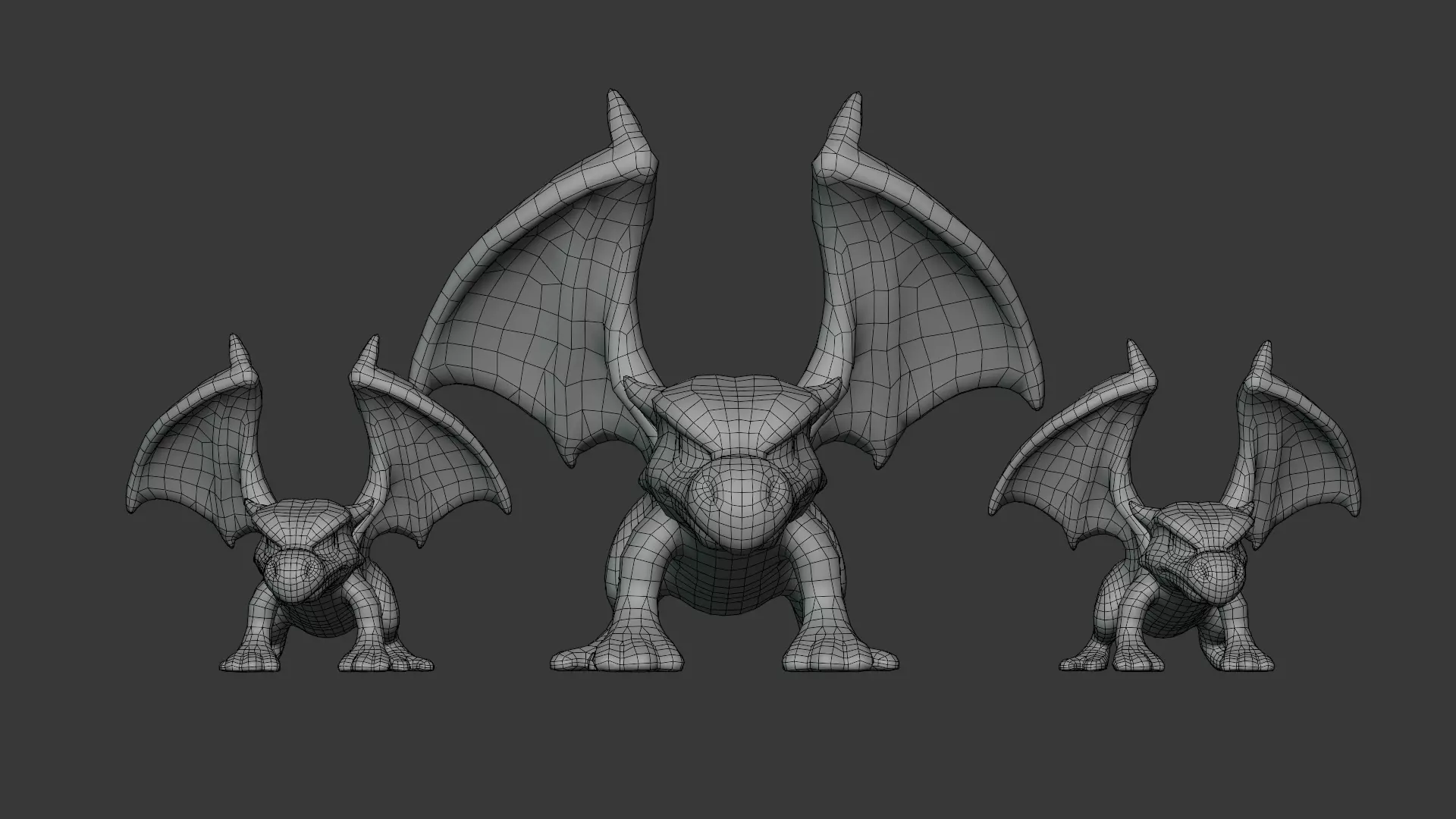 Stylized Dragon 3D Model Game Ready with 3 Texture Variations Low-poly 3D model_28