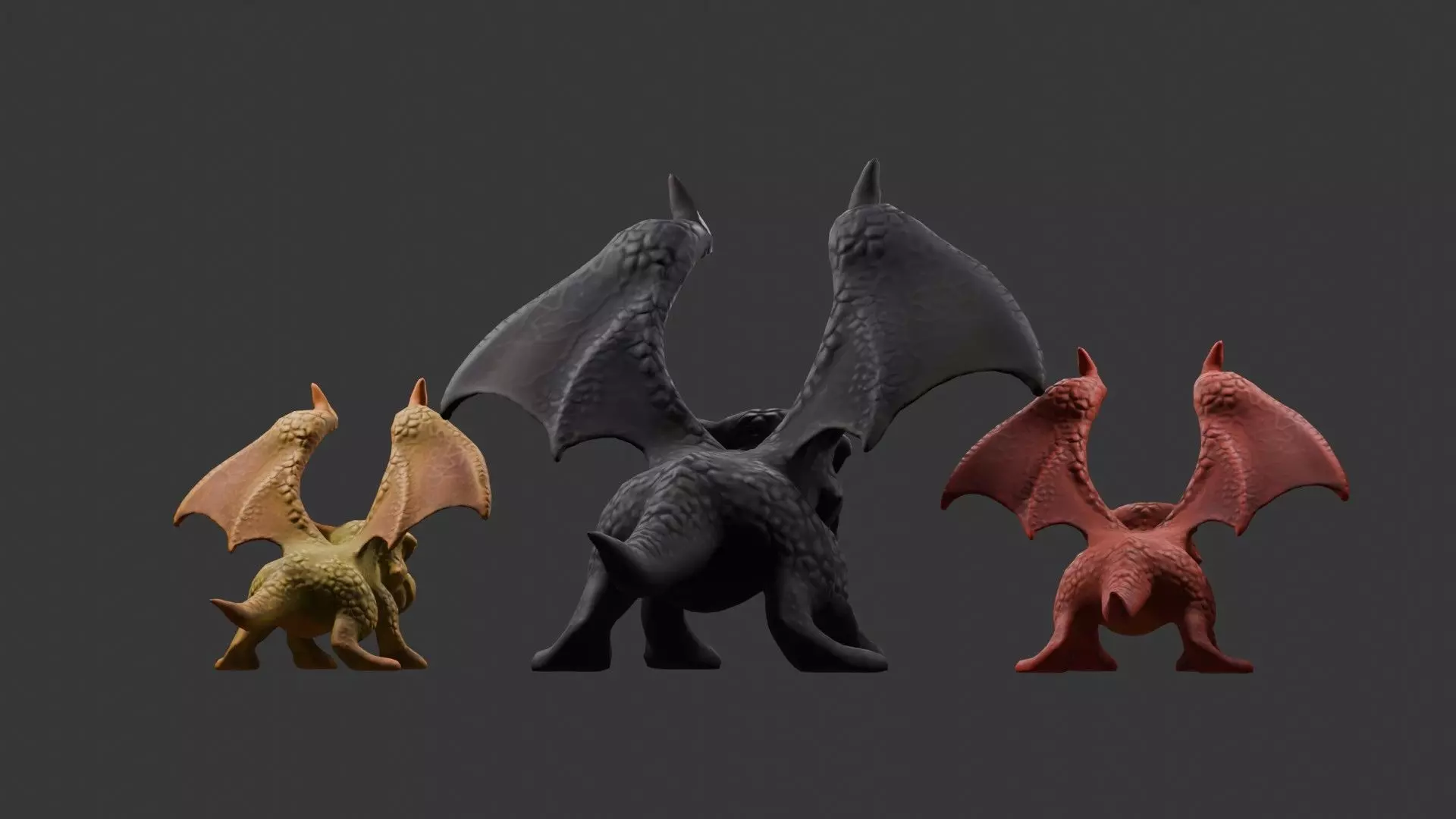 Stylized Dragon 3D Model Game Ready with 3 Texture Variations Low-poly 3D model_56
