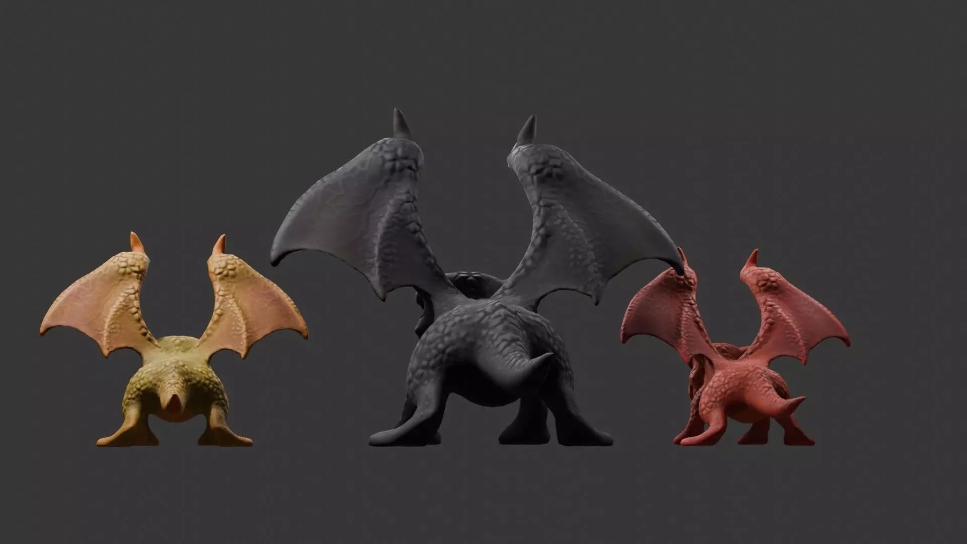 Stylized Dragon 3D Model Game Ready with 3 Texture Variations Low-poly 3D model_95