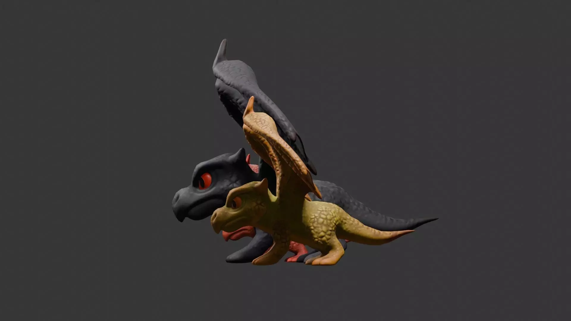 Stylized Dragon 3D Model Game Ready with 3 Texture Variations Low-poly 3D model_67