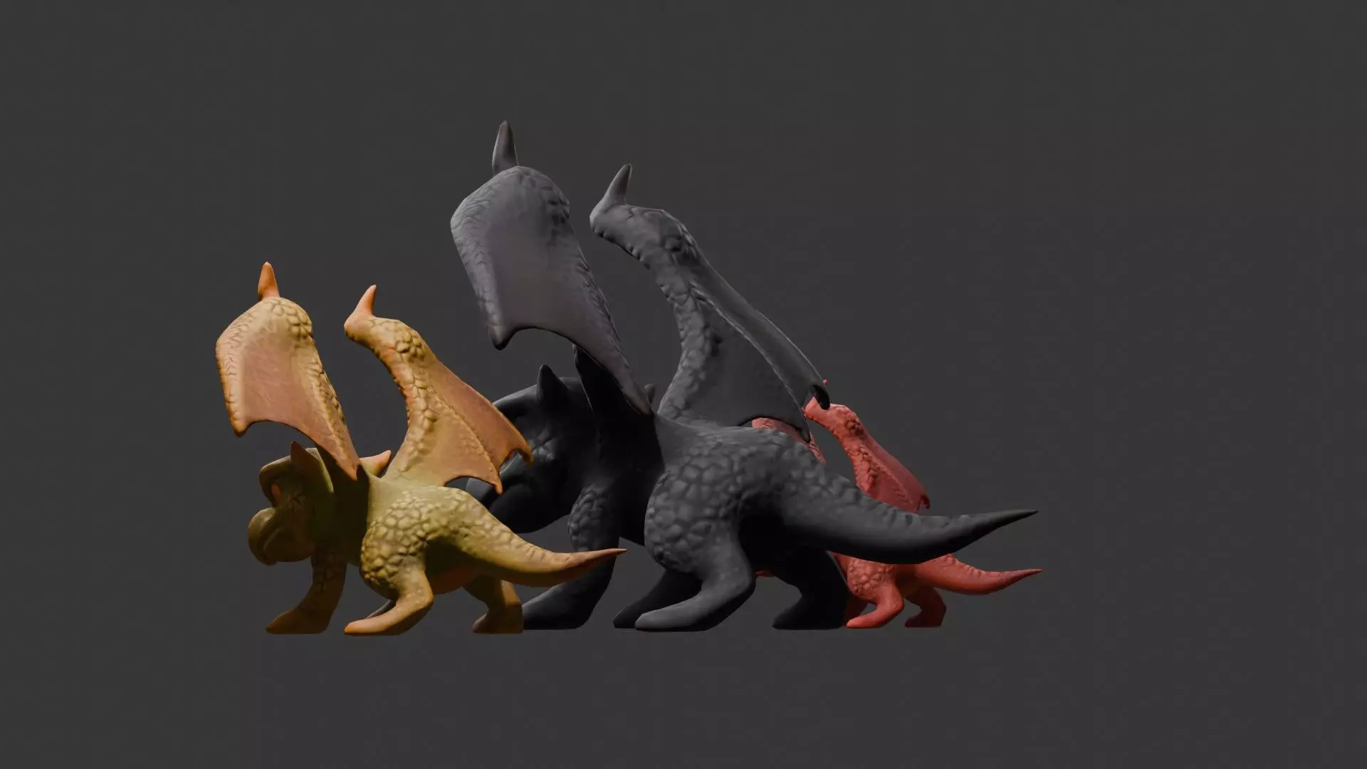 Stylized Dragon 3D Model Game Ready with 3 Texture Variations Low-poly 3D model_79