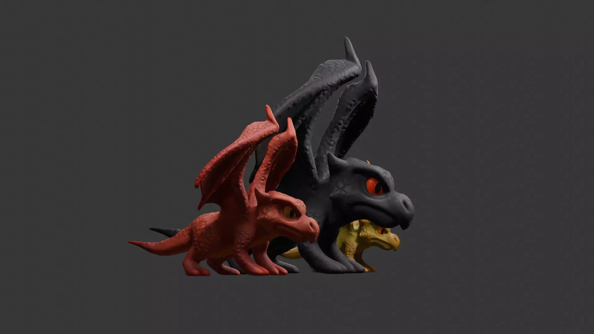 Stylized Dragon 3D Model Game Ready with 3 Texture Variations Low-poly 3D model_10