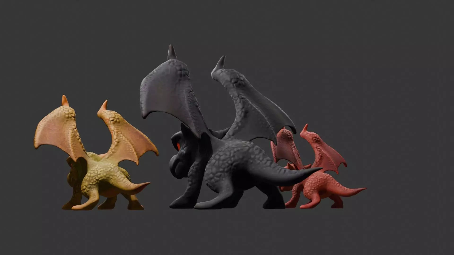 Stylized Dragon 3D Model Game Ready with 3 Texture Variations Low-poly 3D model_88