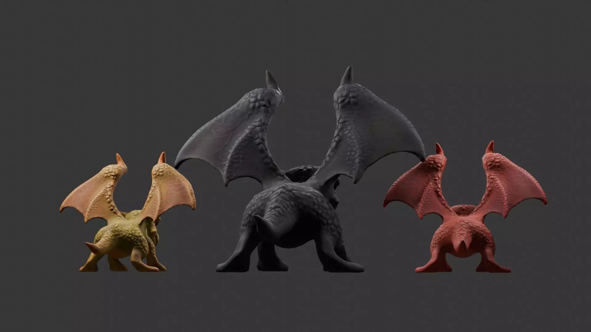 Stylized Dragon 3D Model Game Ready with 3 Texture Variations Low-poly 3D model_100