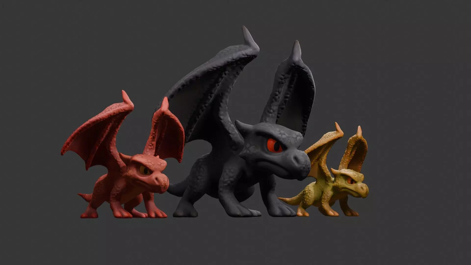 Stylized Dragon 3D Model Game Ready with 3 Texture Variations Low-poly 3D model_26