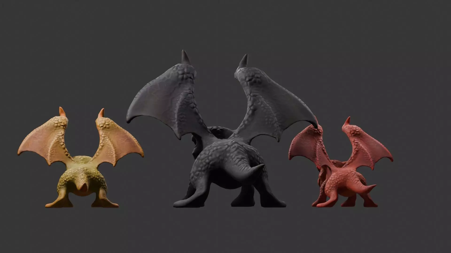 Stylized Dragon 3D Model Game Ready with 3 Texture Variations Low-poly 3D model_76