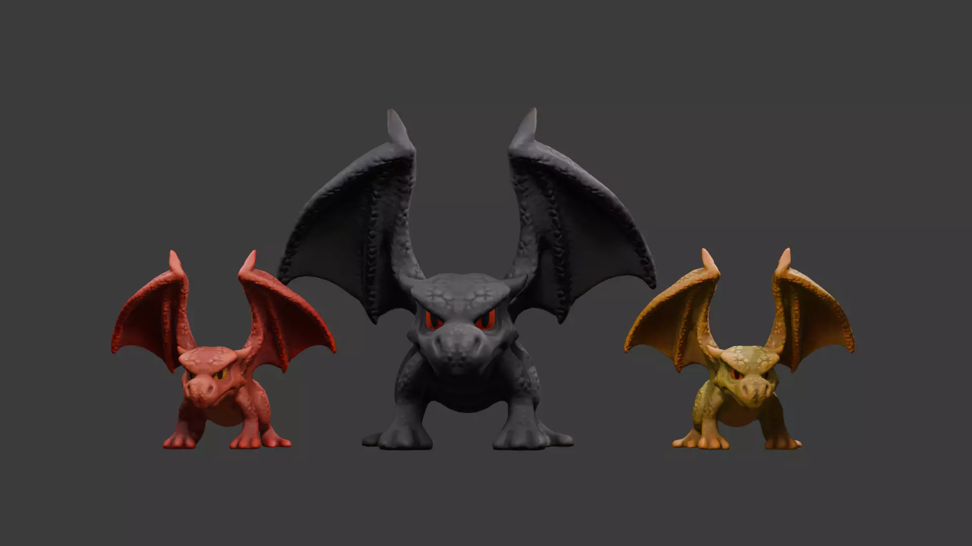 Stylized Dragon 3D Model Game Ready with 3 Texture Variations Low-poly 3D model_0