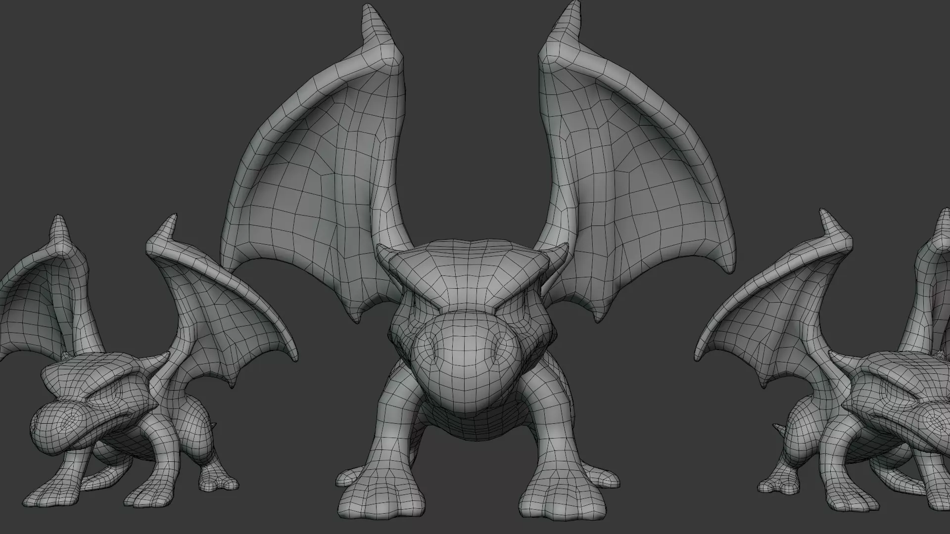Stylized Dragon 3D Model Game Ready with 3 Texture Variations Low-poly 3D model_22