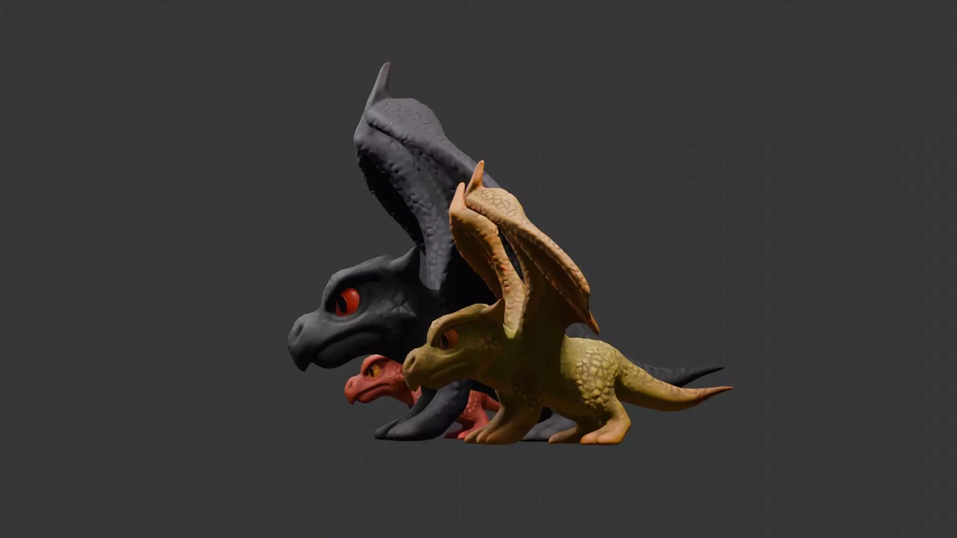 Stylized Dragon 3D Model Game Ready with 3 Texture Variations Low-poly 3D model_7