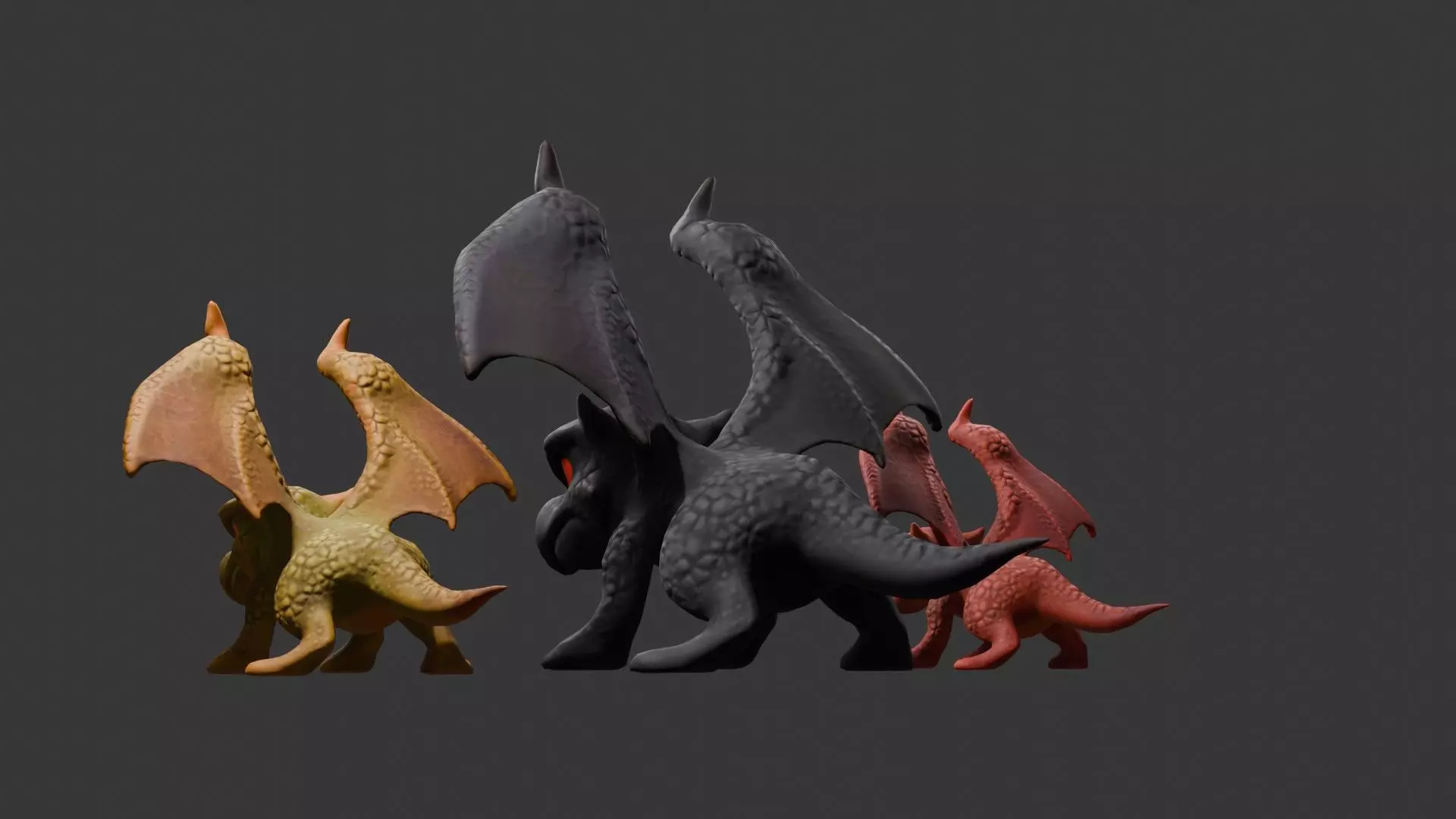 Stylized Dragon 3D Model Game Ready with 3 Texture Variations Low-poly 3D model_97