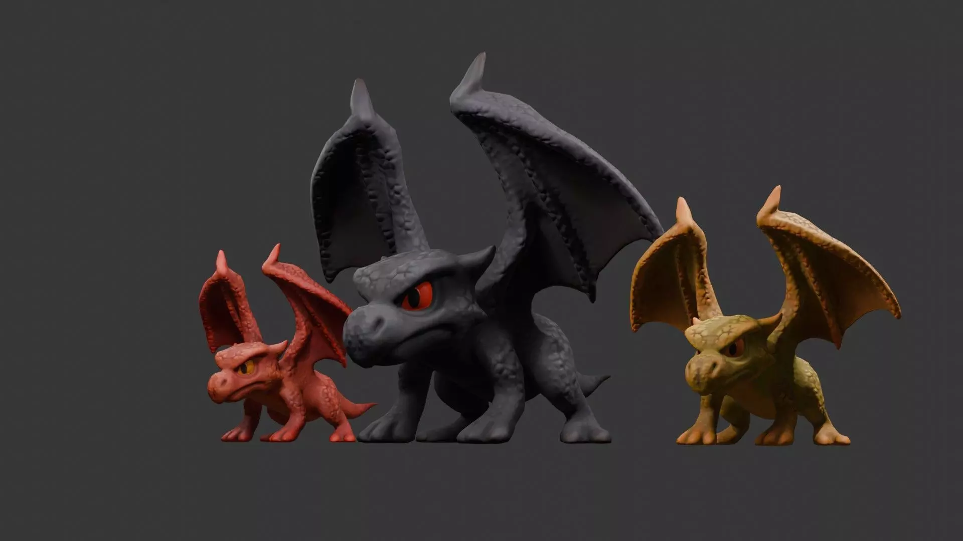 Stylized Dragon 3D Model Game Ready with 3 Texture Variations Low-poly 3D model_38