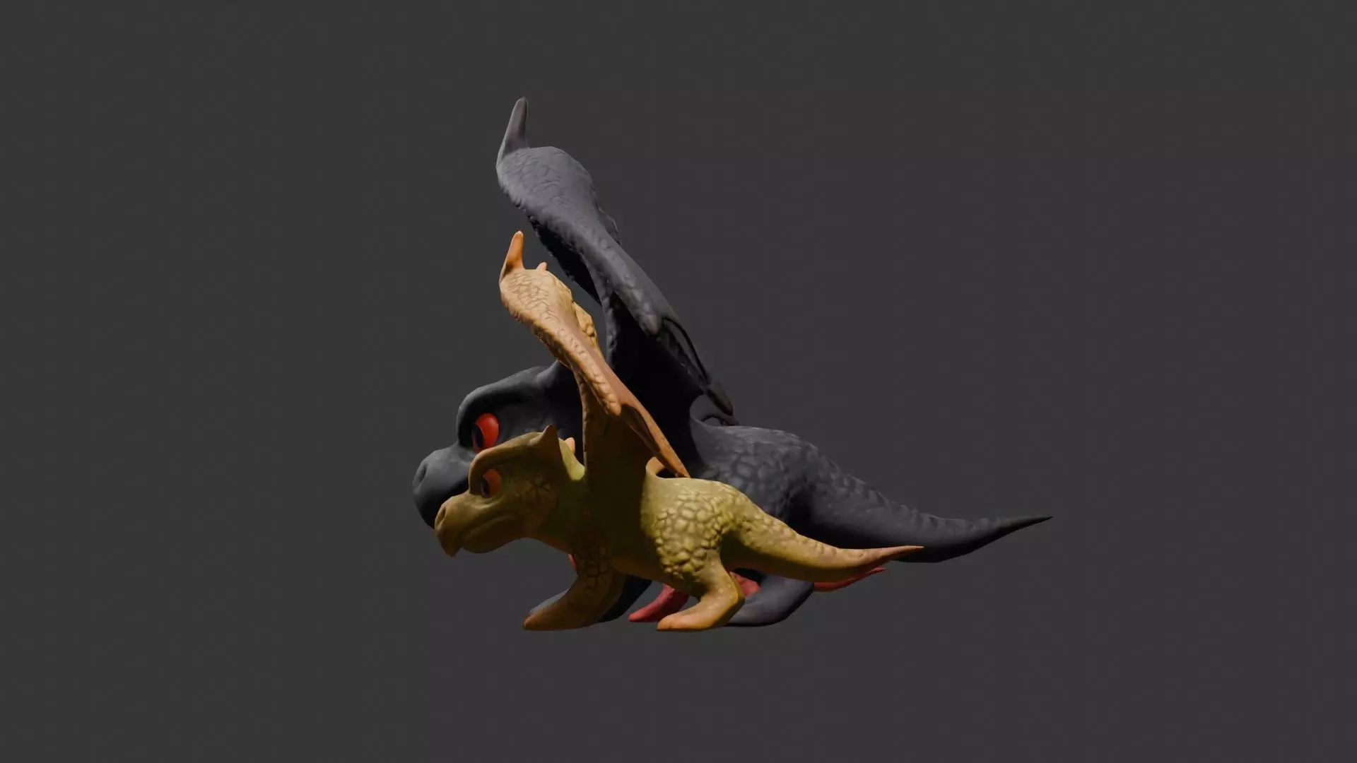 Stylized Dragon 3D Model Game Ready with 3 Texture Variations Low-poly 3D model_87