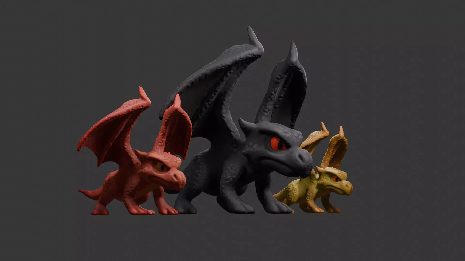 Stylized Dragon 3D Model Game Ready with 3 Texture Variations Low-poly 3D model_30