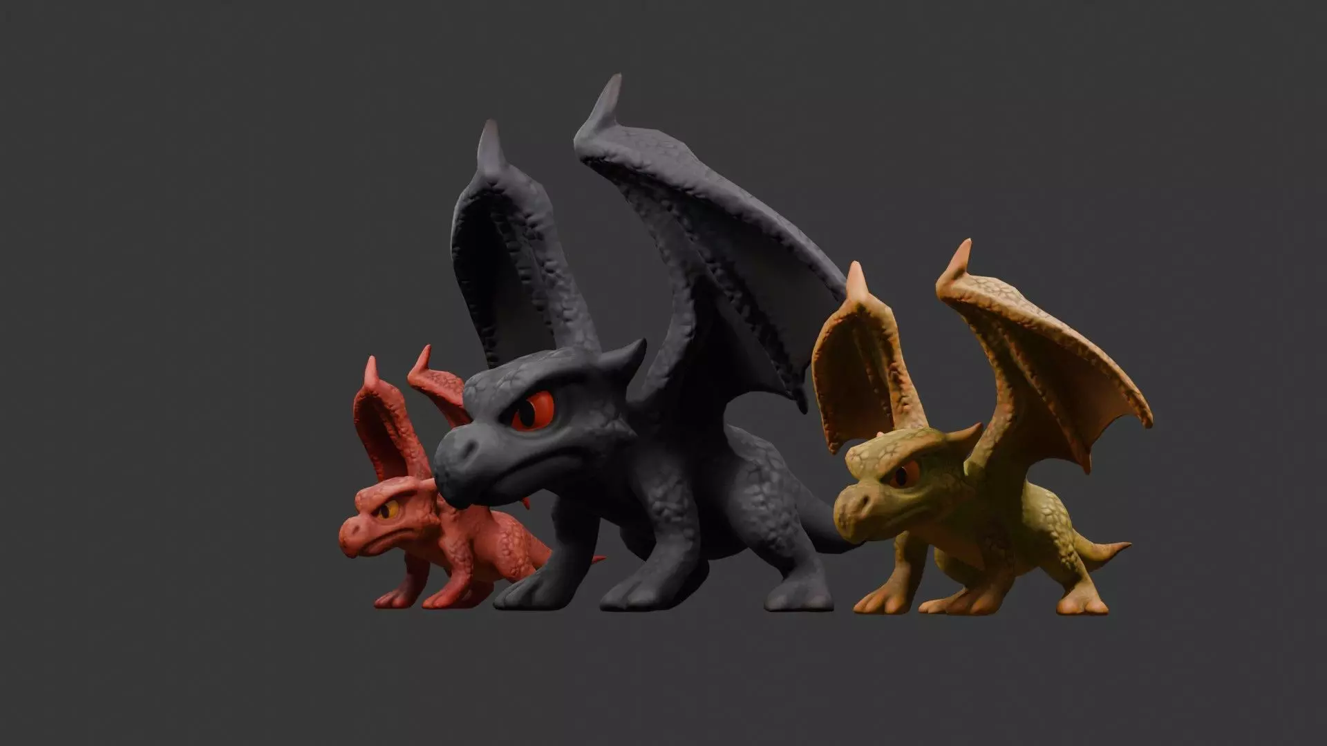 Stylized Dragon 3D Model Game Ready with 3 Texture Variations Low-poly 3D model_43