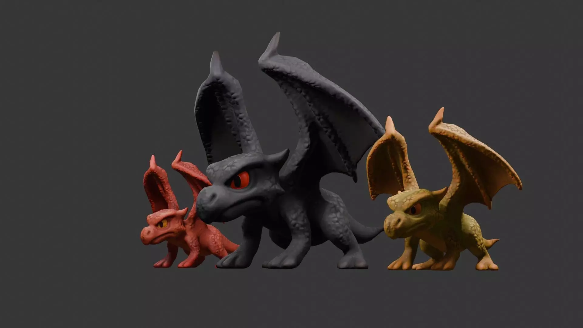 Stylized Dragon 3D Model Game Ready with 3 Texture Variations Low-poly 3D model_49