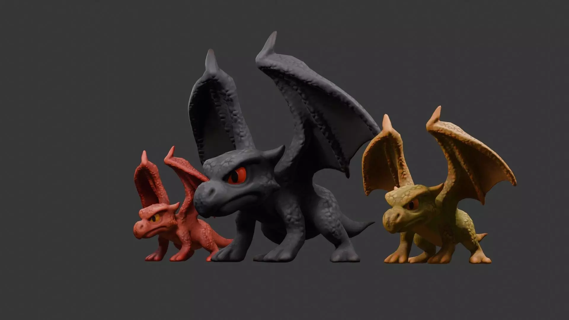 Stylized Dragon 3D Model Game Ready with 3 Texture Variations Low-poly 3D model_42