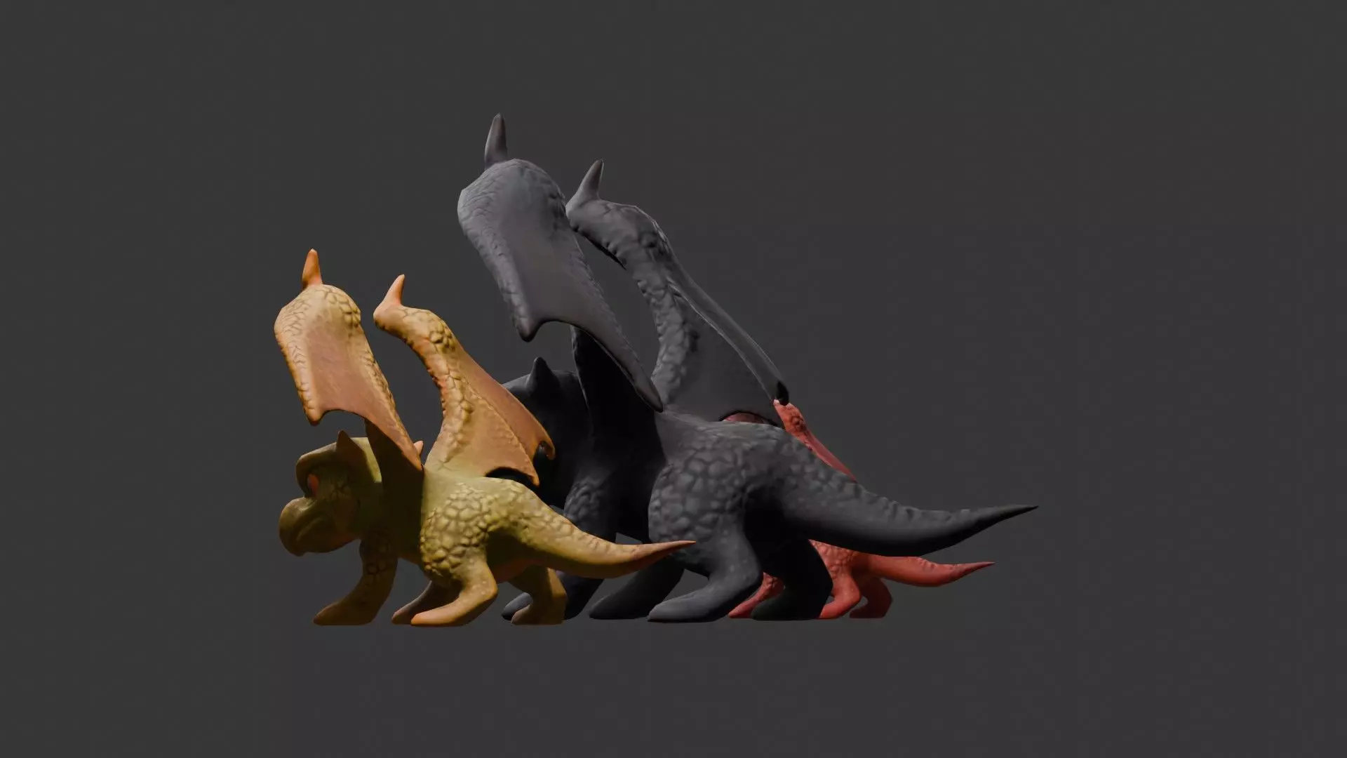 Stylized Dragon 3D Model Game Ready with 3 Texture Variations Low-poly 3D model_110
