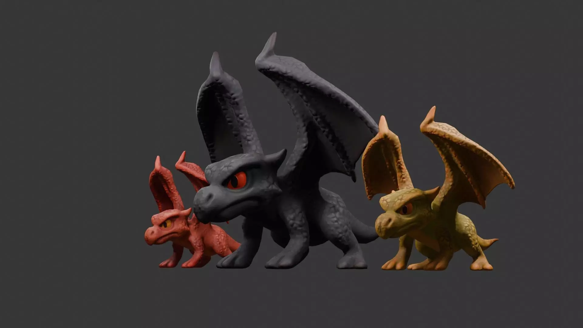 Stylized Dragon 3D Model Game Ready with 3 Texture Variations Low-poly 3D model_82