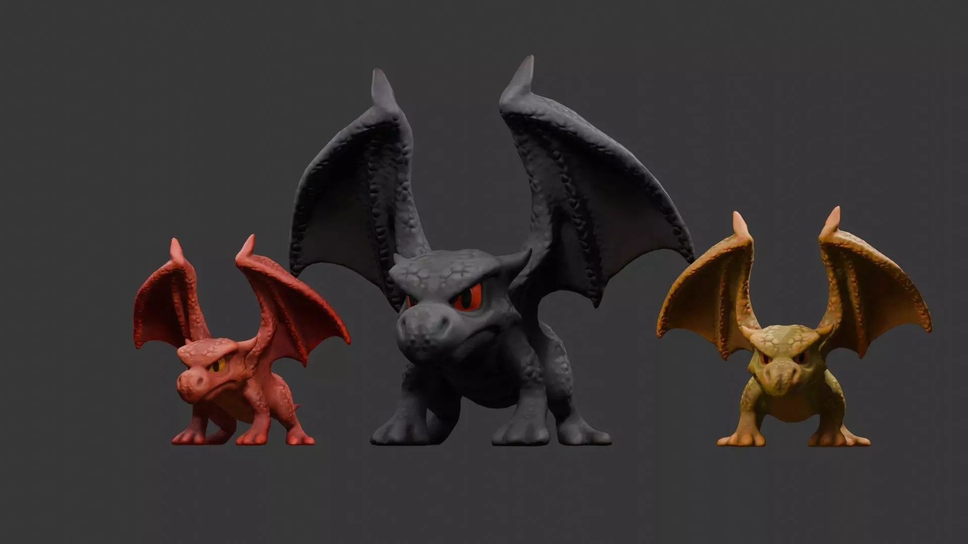 Stylized Dragon 3D Model Game Ready with 3 Texture Variations Low-poly 3D model_33