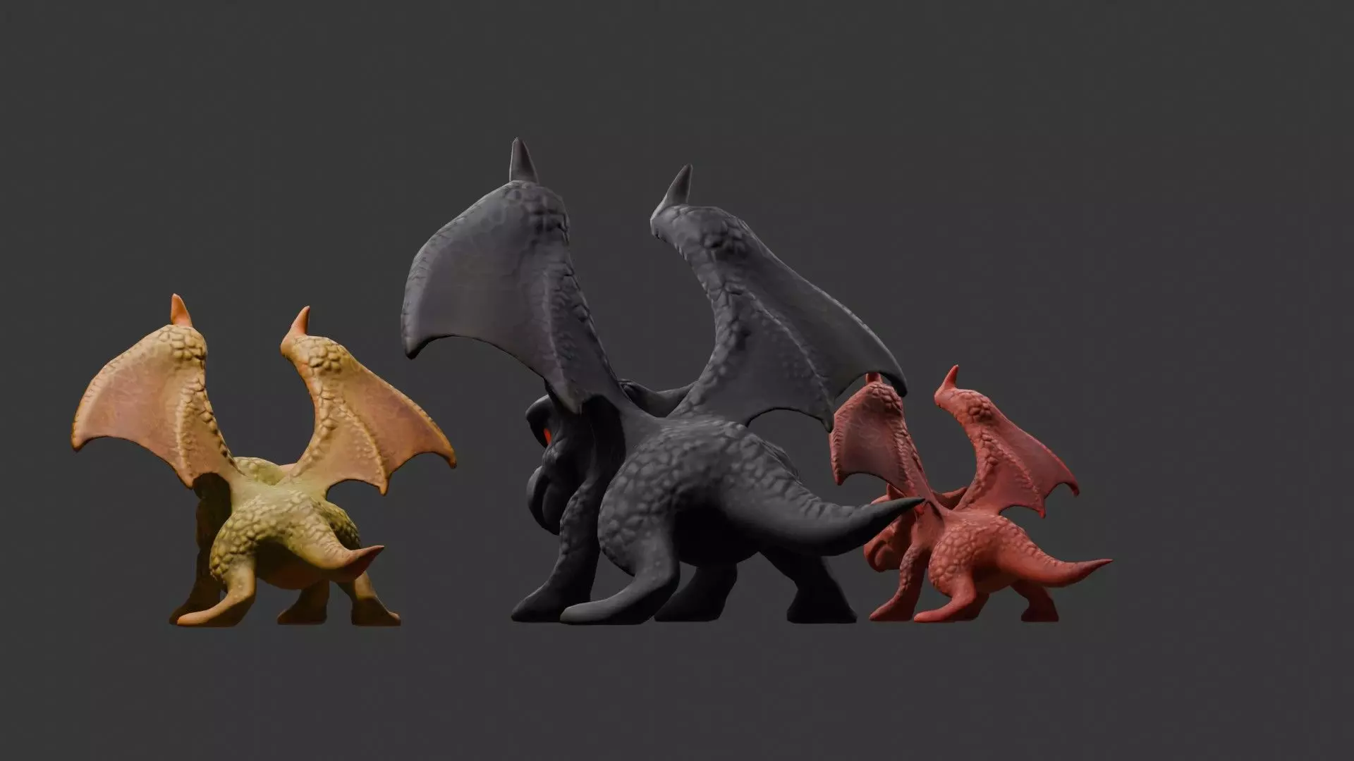 Stylized Dragon 3D Model Game Ready with 3 Texture Variations Low-poly 3D model_68