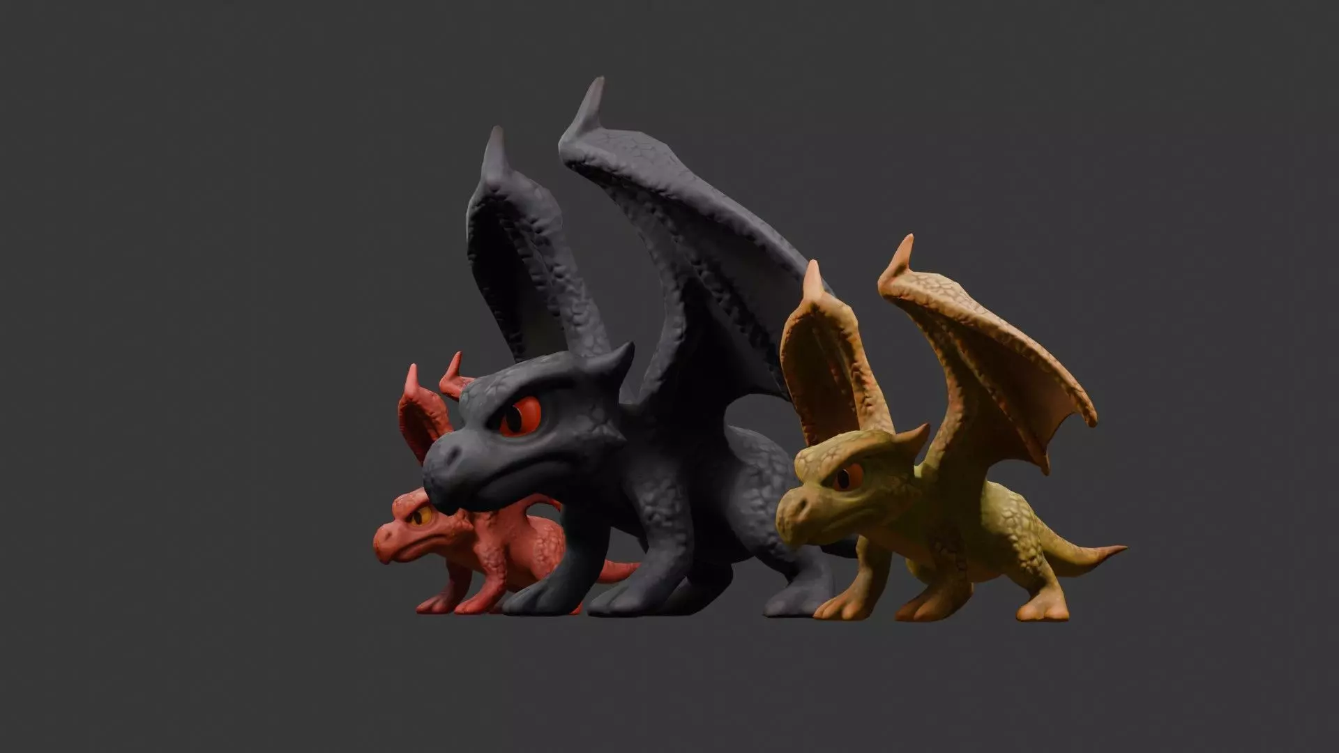 Stylized Dragon 3D Model Game Ready with 3 Texture Variations Low-poly 3D model_45