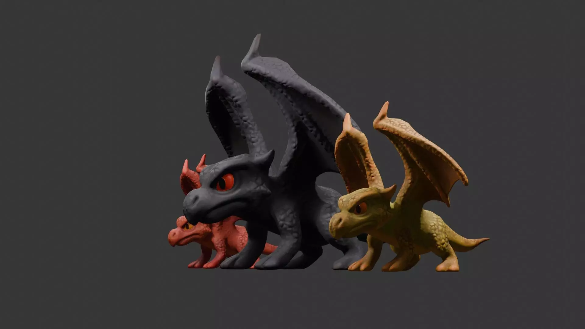 Stylized Dragon 3D Model Game Ready with 3 Texture Variations Low-poly 3D model_19