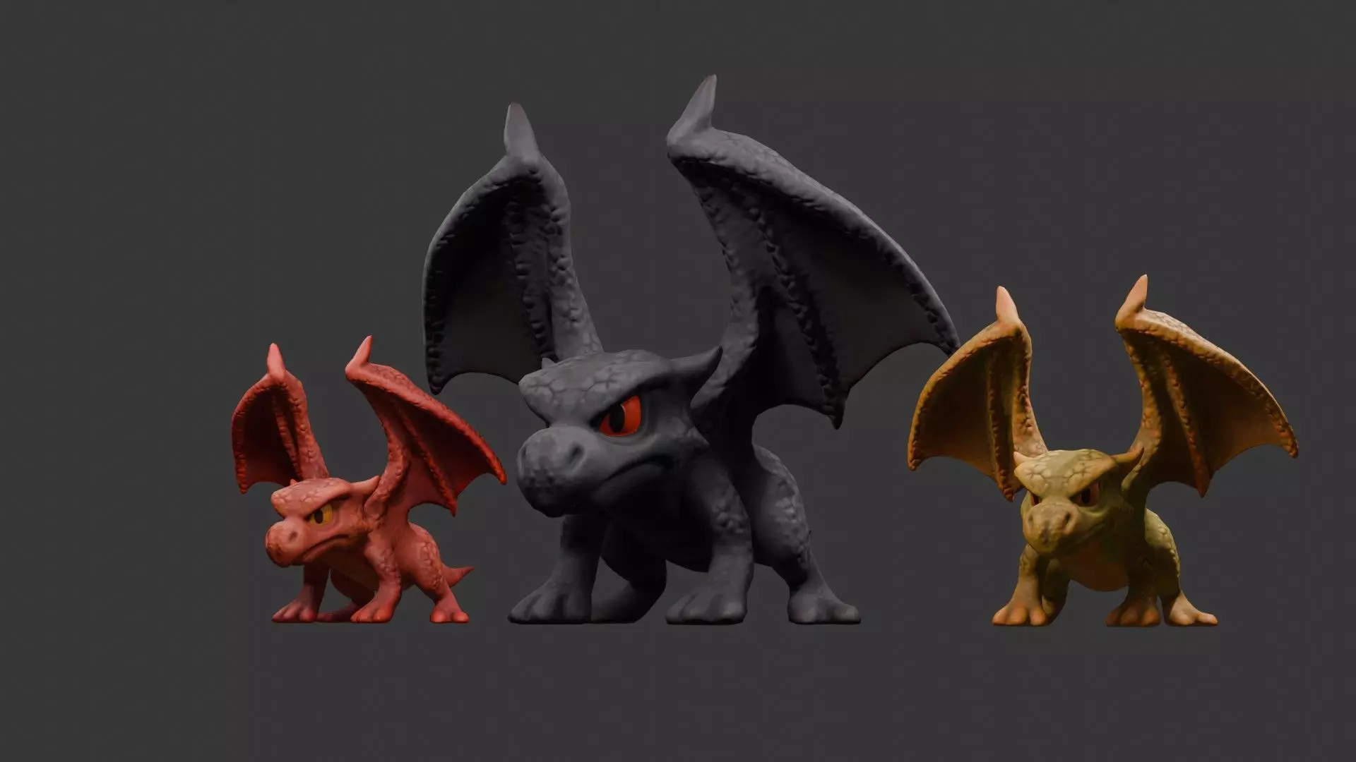 Stylized Dragon 3D Model Game Ready with 3 Texture Variations Low-poly 3D model_2