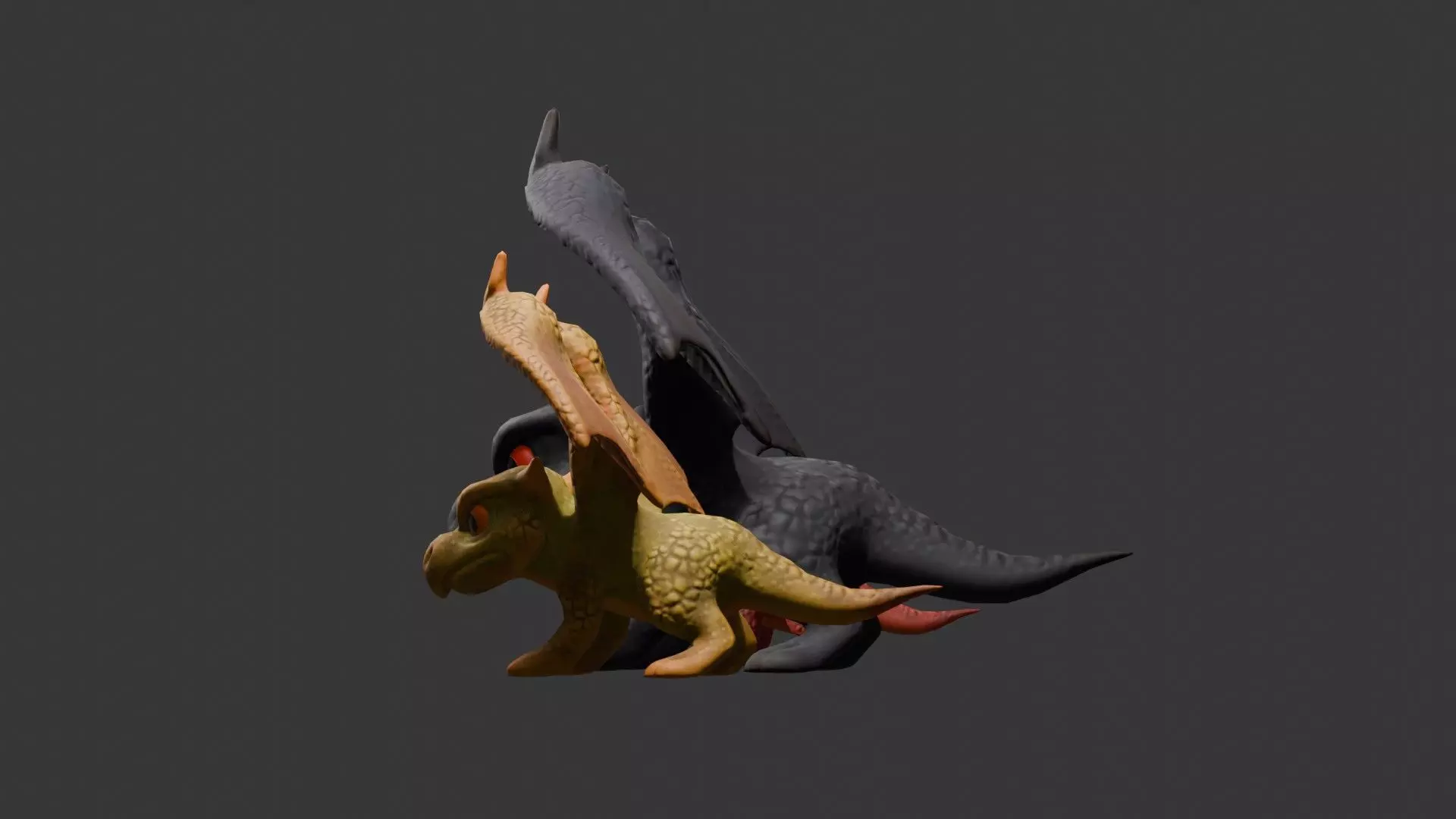 Stylized Dragon 3D Model Game Ready with 3 Texture Variations Low-poly 3D model_57