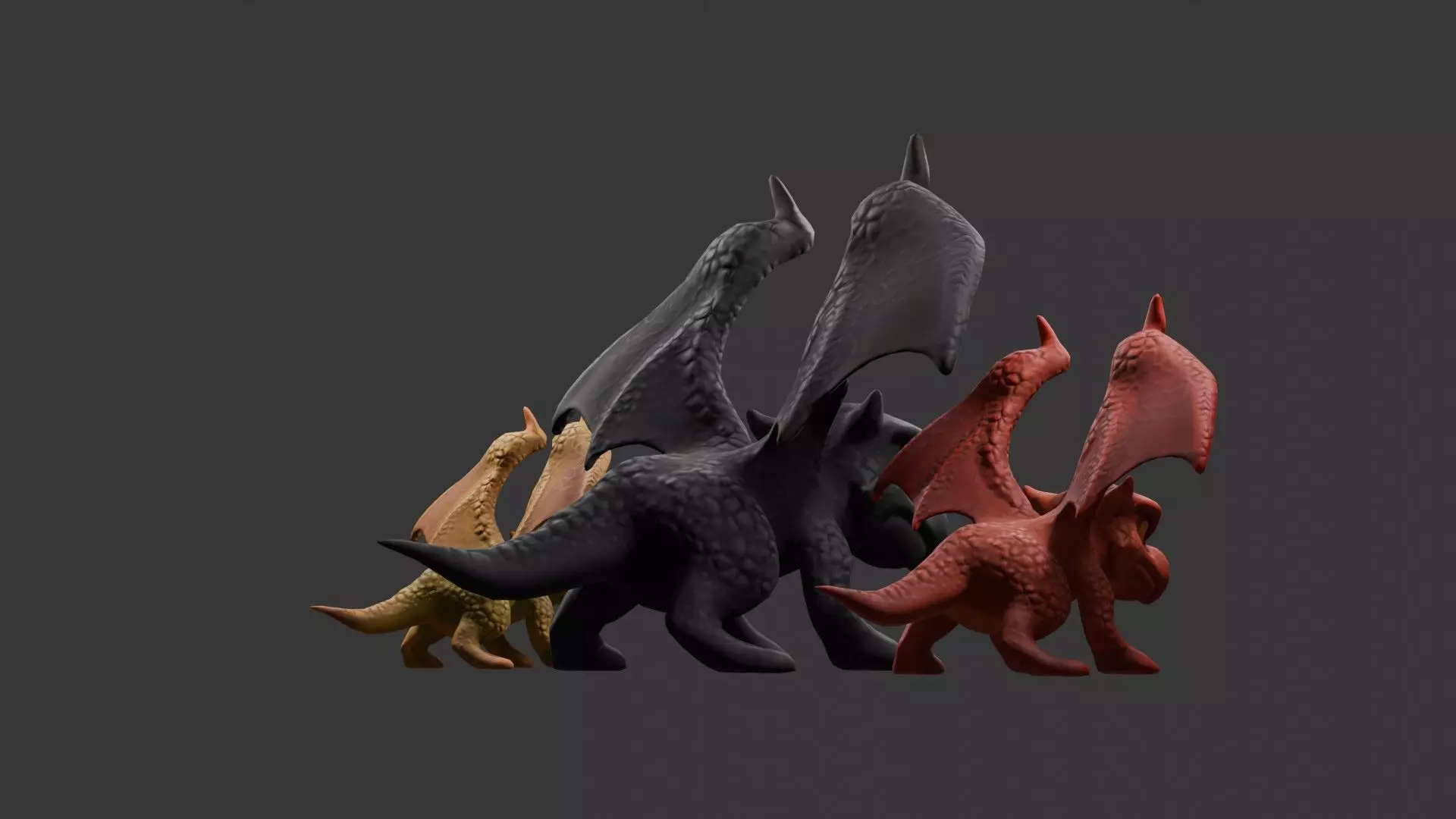 Stylized Dragon 3D Model Game Ready with 3 Texture Variations Low-poly 3D model_99
