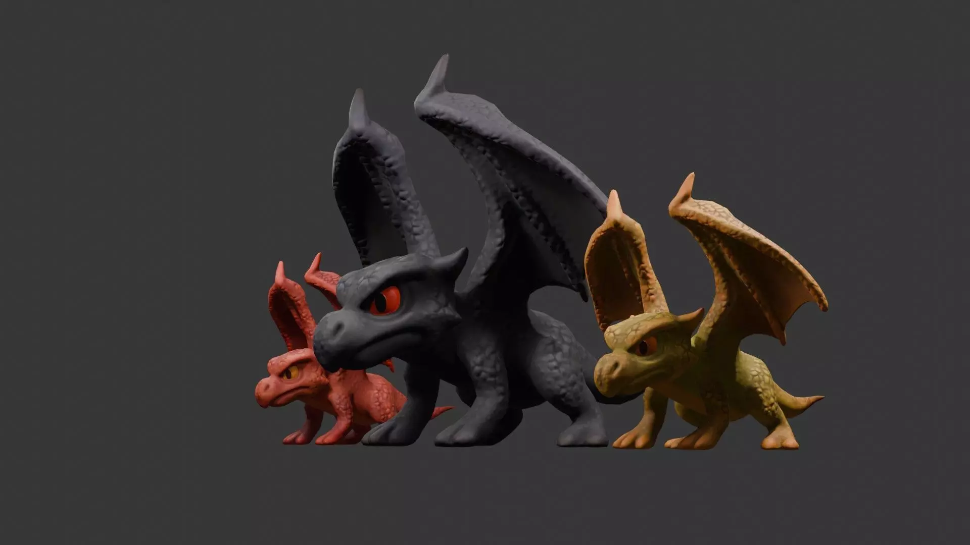 Stylized Dragon 3D Model Game Ready with 3 Texture Variations Low-poly 3D model_41