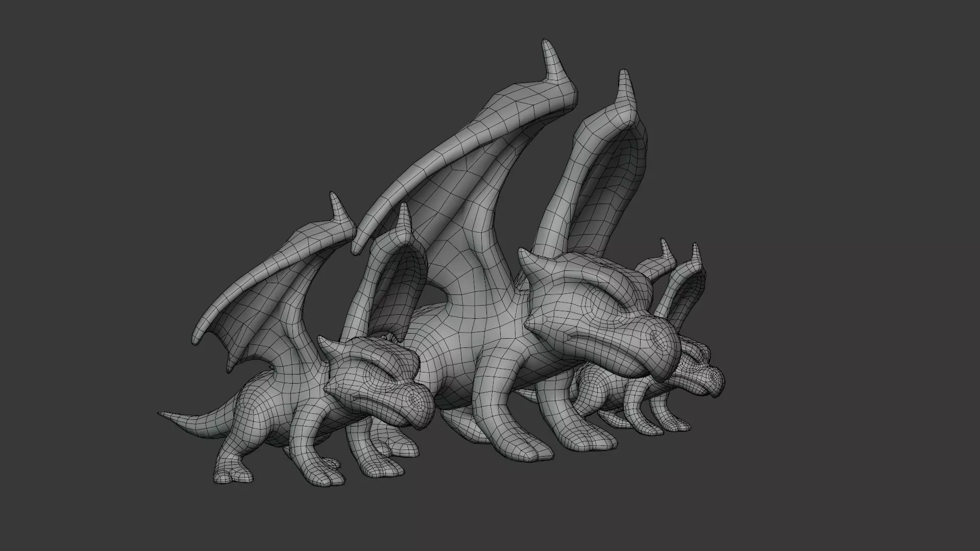 Stylized Dragon 3D Model Game Ready with 3 Texture Variations Low-poly 3D model_20