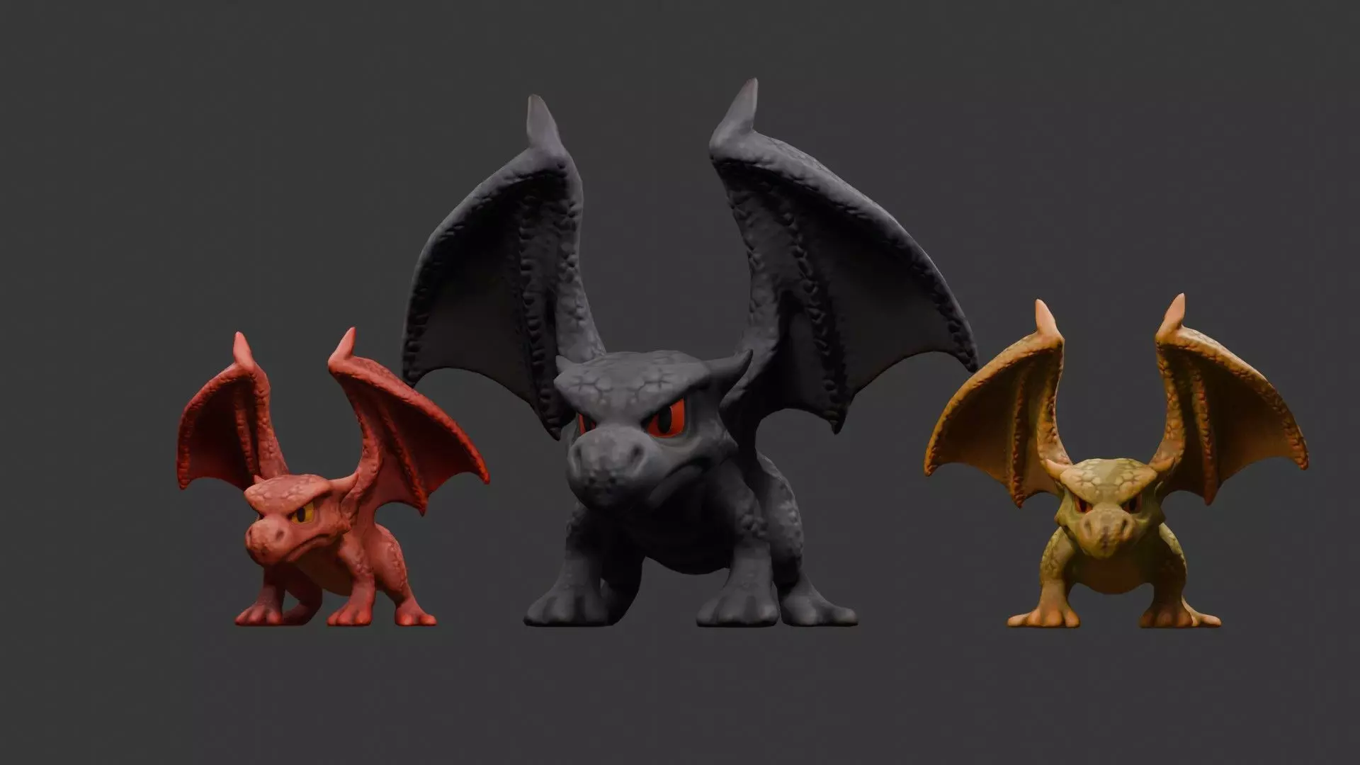 Stylized Dragon 3D Model Game Ready with 3 Texture Variations Low-poly 3D model_4