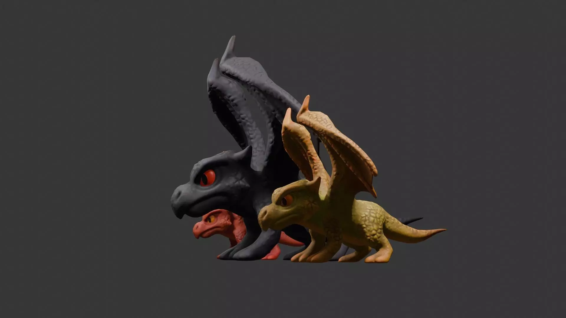 Stylized Dragon 3D Model Game Ready with 3 Texture Variations Low-poly 3D model_50