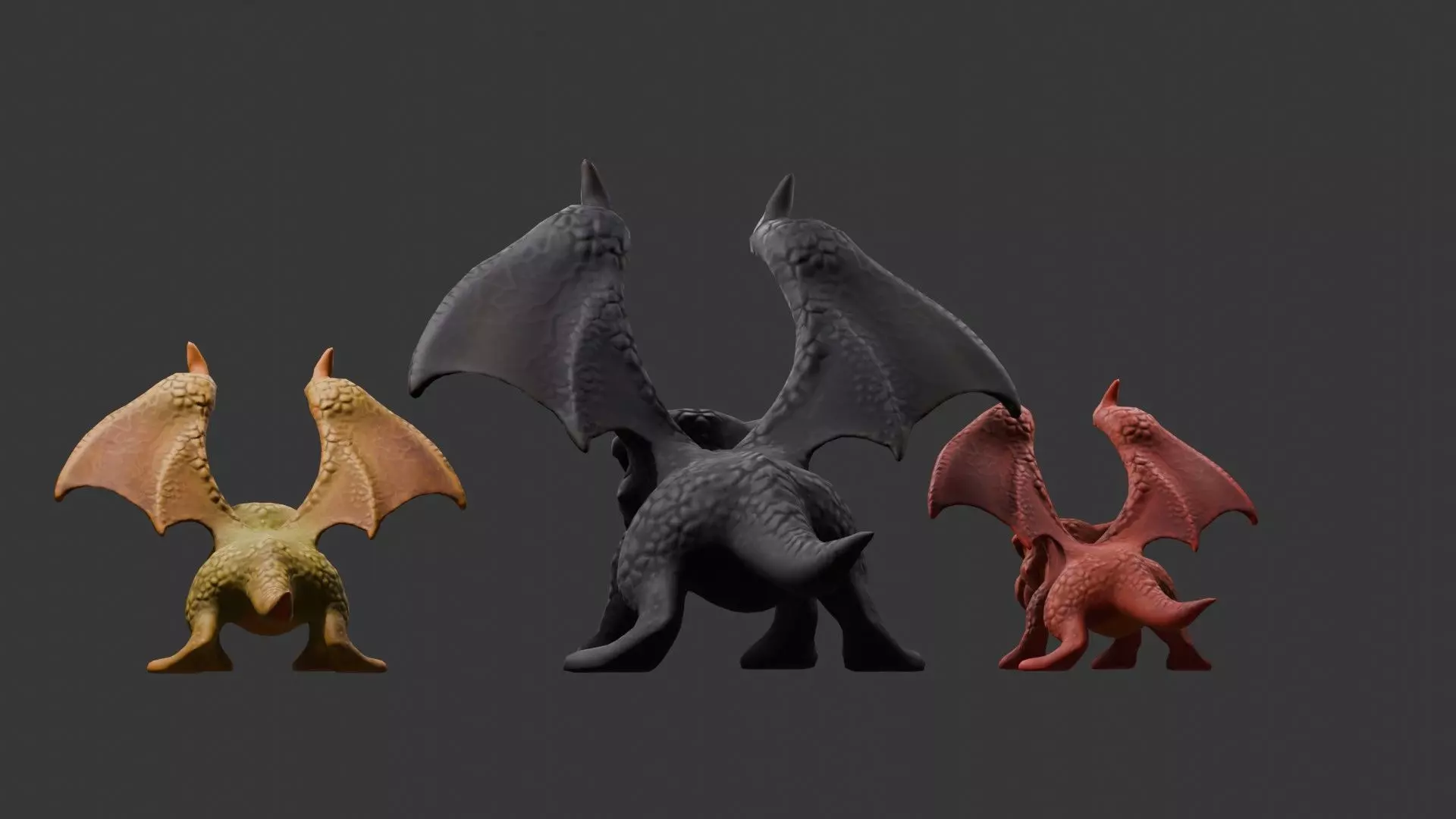 Stylized Dragon 3D Model Game Ready with 3 Texture Variations Low-poly 3D model_77