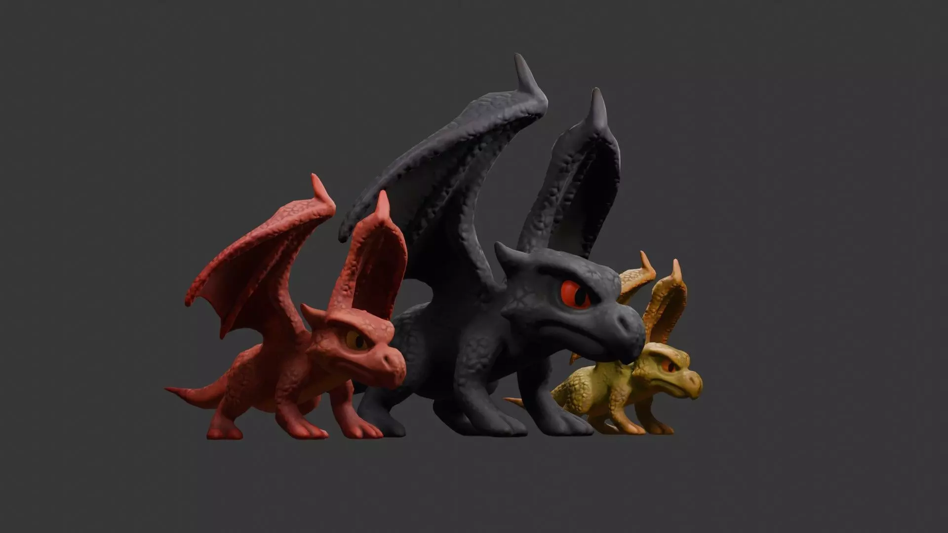 Stylized Dragon 3D Model Game Ready with 3 Texture Variations Low-poly 3D model_32