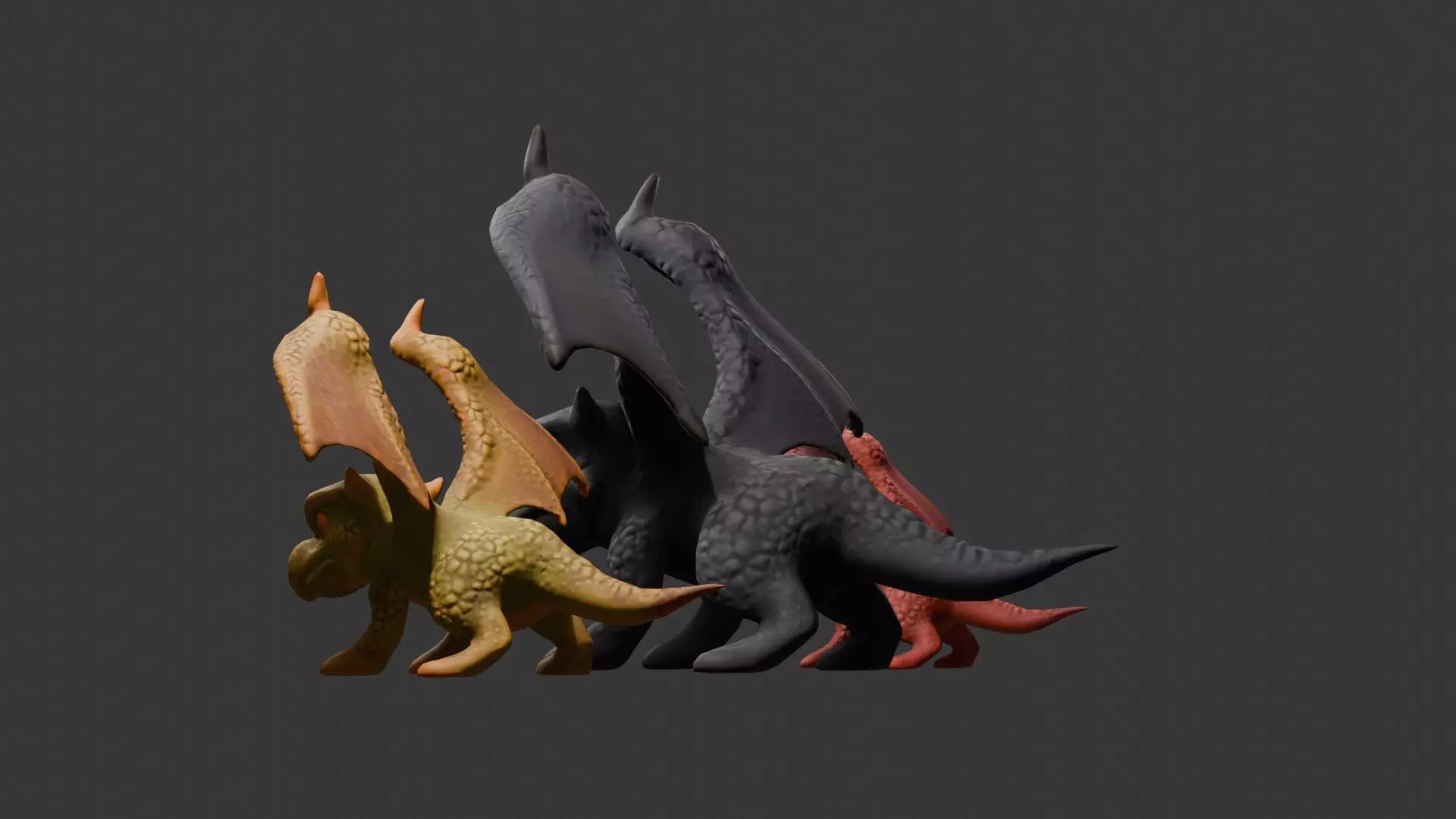 Stylized Dragon 3D Model Game Ready with 3 Texture Variations Low-poly 3D model_59